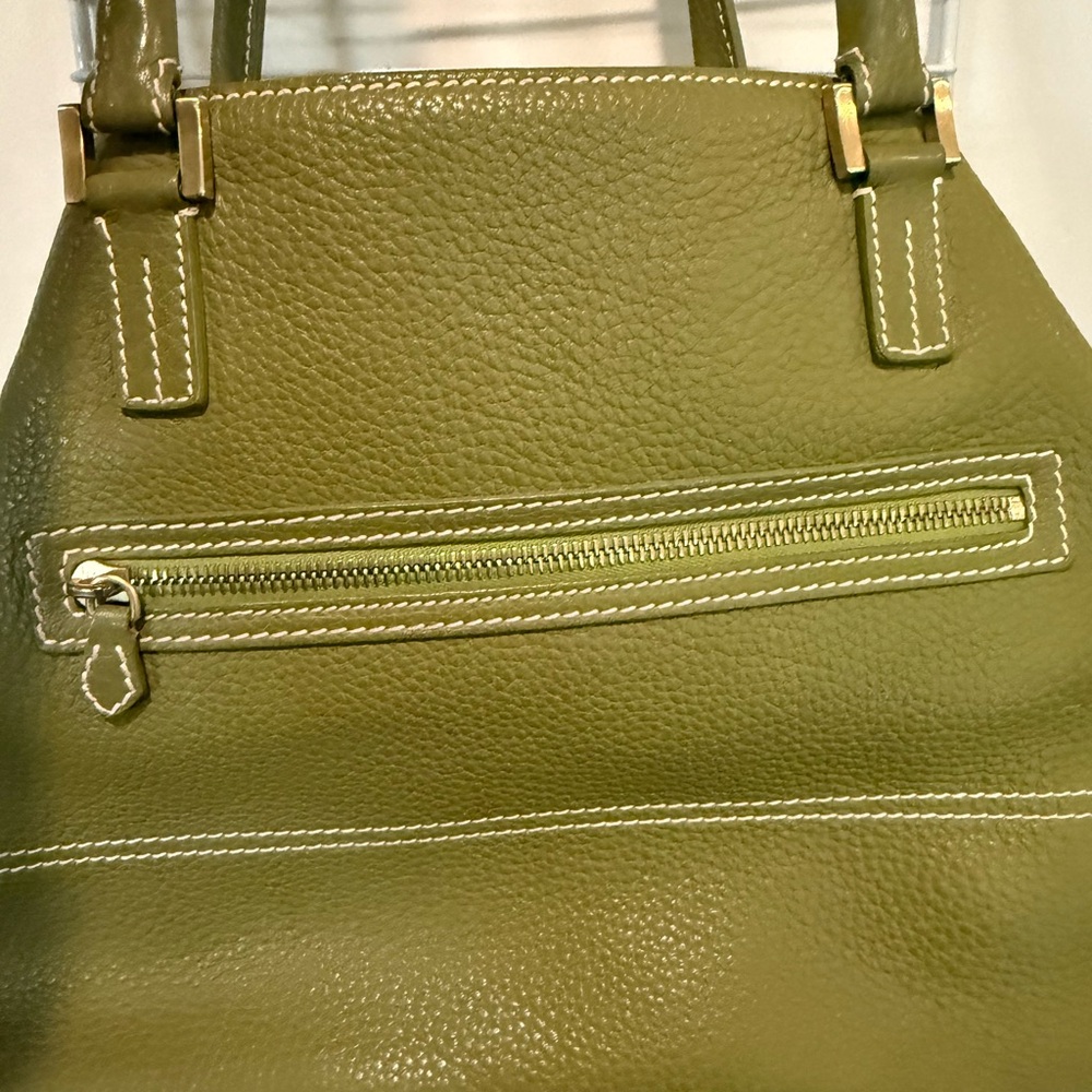 LORO PIANA Olive Green Leather Tote Bag - Picture 3 of 9
